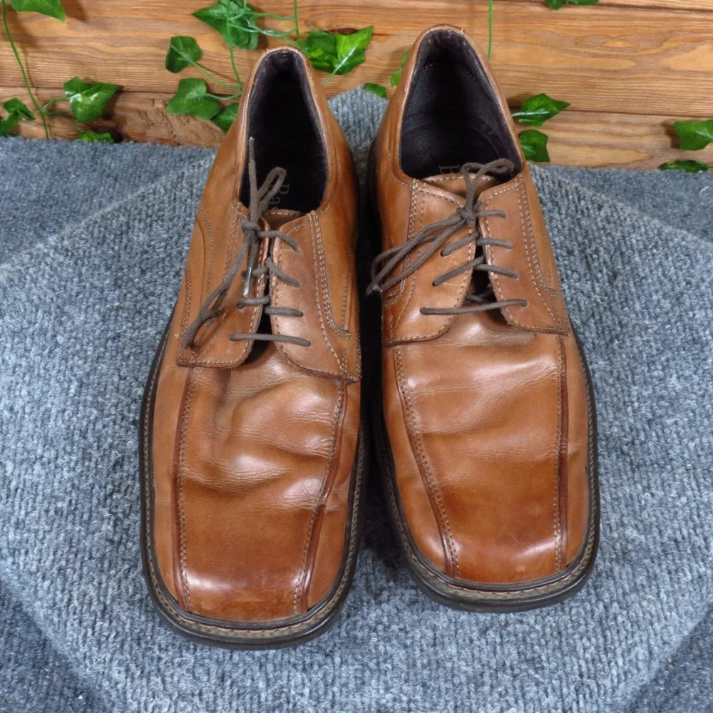 Bass Bicycle Toe Men Mens Oxford Shoe Size 9.5 Office Work Dress Brown Leather